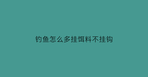 钓鱼怎么多挂饵料不挂钩(钓鱼怎么挂饵料视频教程)