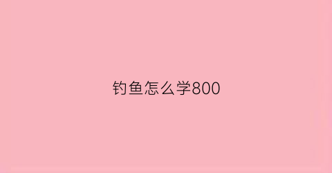 钓鱼怎么学800(学学钓鱼)