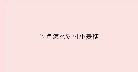 钓鱼怎么对付小麦穗(钓鱼怎么对付小麦穗子)