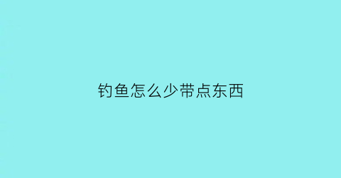 钓鱼怎么少带点东西(钓鱼怎么样东西最少)