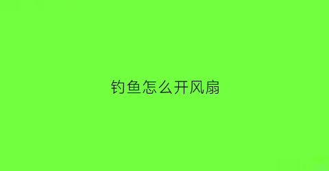 钓鱼怎么开风扇(专业钓鱼怎么开灯)