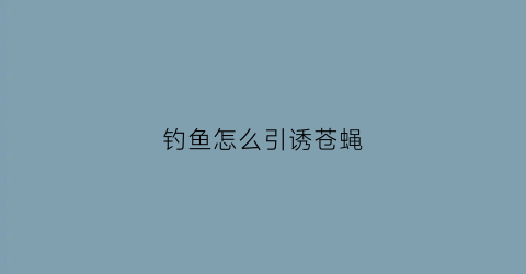 钓鱼怎么引诱苍蝇(钓鱼怎么引诱苍蝇进鱼)