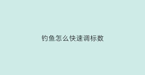 钓鱼怎么快速调标数