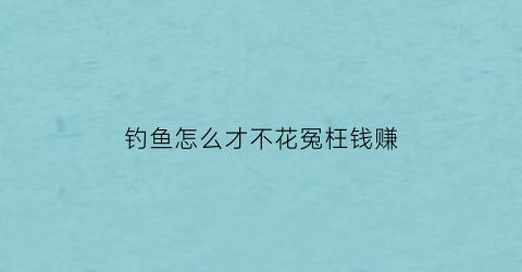 “钓鱼怎么才不花冤枉钱赚(如何钓鱼挣钱)