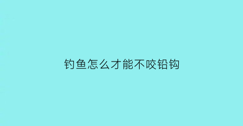 “钓鱼怎么才能不咬铅钩(钓鱼不咬钩有什么好办法)