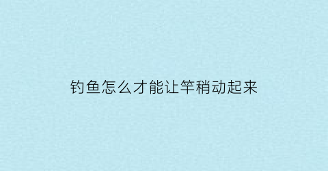 钓鱼怎么才能让竿稍动起来(钓鱼怎么提杆子)