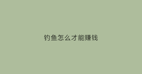 钓鱼怎么才能赚钱(钓鱼怎么才能赚钱呢)