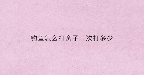 钓鱼怎么打窝子一次打多少(钓鱼打窝用量多少合适)