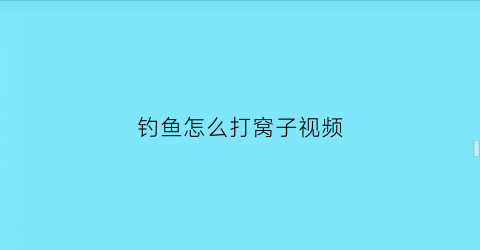 “钓鱼怎么打窝子视频(钓鱼怎么打窝打的准)