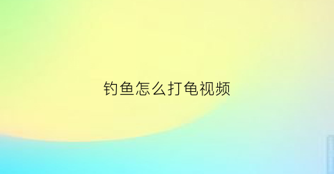 钓鱼怎么打龟视频(钓龟视频教程大全)