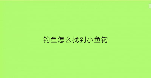 “钓鱼怎么找到小鱼钩(教你3个钓鱼小技巧迅速找到鱼窝上鱼再也不用愁了)