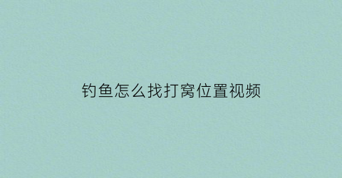 钓鱼怎么找打窝位置视频(钓鱼怎么找打窝位置视频讲解)