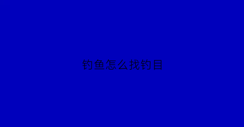 钓鱼怎么找钓目(钓鱼怎么找鱼)