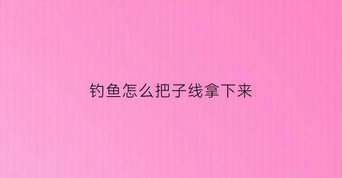 钓鱼怎么把子线拿下来(钓鱼怎么把子线拿下来视频)