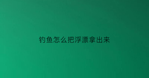 钓鱼怎么把浮漂拿出来(浮漂怎么沉下去)