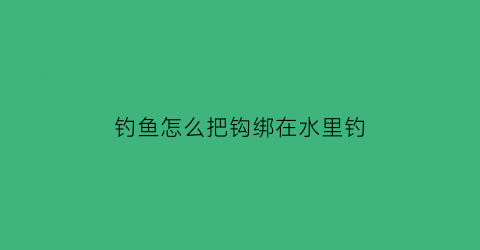 “钓鱼怎么把钩绑在水里钓(怎么把鱼钩绑在钓鱼线上)