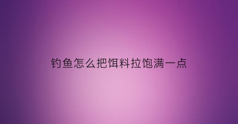 “钓鱼怎么把饵料拉饱满一点(怎么让饵料快速到底)