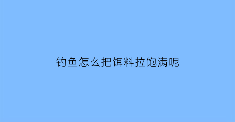 “钓鱼怎么把饵料拉饱满呢(钓鱼怎么把饵料拉饱满呢图片)