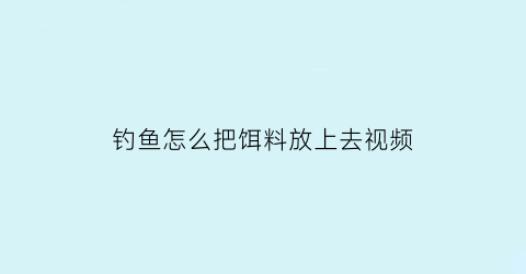 钓鱼怎么把饵料放上去视频(钓鱼饵料怎么装在钩上不会散)