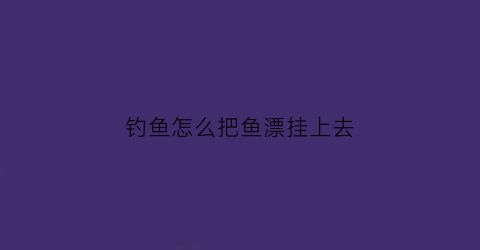 钓鱼怎么把鱼漂挂上去(鱼漂怎么挂到鱼线上)