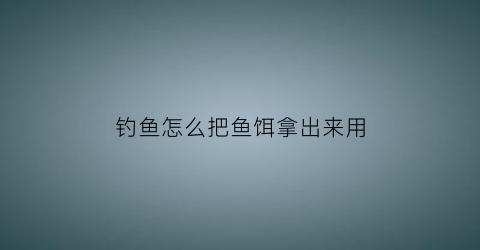 钓鱼怎么把鱼饵拿出来用(钓鱼饵料怎么放到鱼钩上)