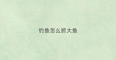 钓鱼怎么抓大鱼(怎么捉大鱼)