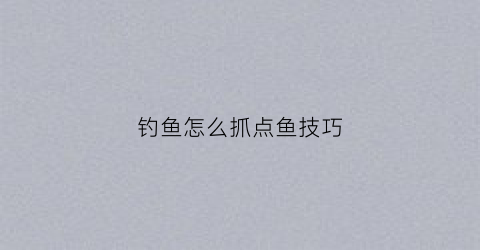 钓鱼怎么抓点鱼技巧(钓鱼抓鱼技巧视频)