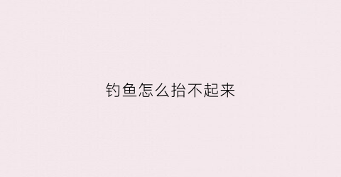 钓鱼怎么抬不起来(钓鱼抬不起杆怎么办)