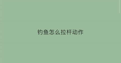 钓鱼怎么拉杆动作(钓鱼拉钓竿的技巧)