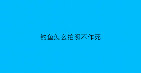 钓鱼怎么拍照不作死(钓鱼拍照神器)