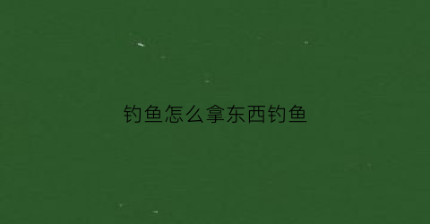 钓鱼怎么拿东西钓鱼(钓鱼的东西怎么弄)