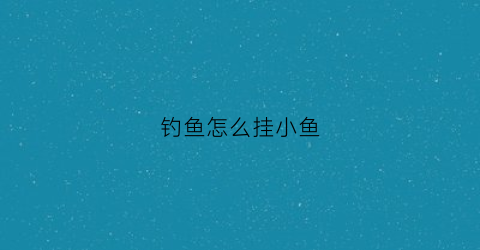 钓鱼怎么挂小鱼(钓小鱼怎么挂钩)