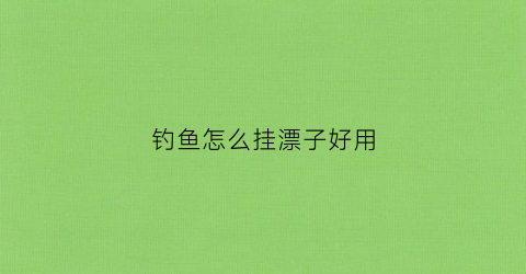 钓鱼怎么挂漂子好用(钓鱼怎么挂漂子好用一点)