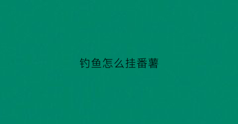 钓鱼怎么挂番薯(钓鱼怎么挂番薯好)