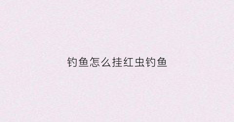 钓鱼怎么挂红虫钓鱼(挂红虫钓鱼怎么调漂视频)