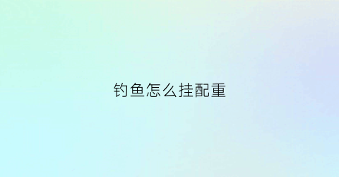 钓鱼怎么挂配重(钓鱼配重怎么调)