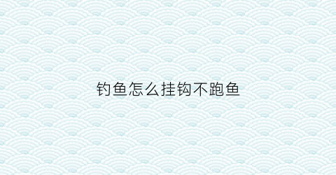 钓鱼怎么挂钩不跑鱼(钓鱼怎么挂钩不跑鱼呢)