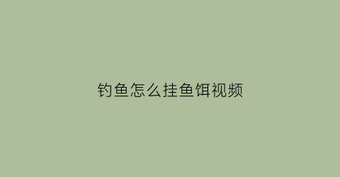 钓鱼怎么挂鱼饵视频(钓鱼怎么挂鱼饵视频讲解)