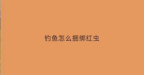 钓鱼怎么捆绑红虫(红虫绑钩器怎么用视频)