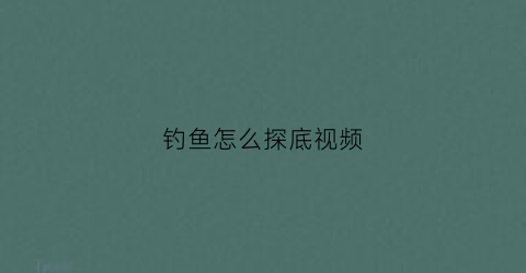 钓鱼怎么探底视频(钓鱼怎么探底视频讲解)
