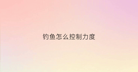 钓鱼怎么控制力度(钓到鱼之后怎么控鱼)