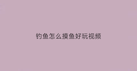 钓鱼怎么摸鱼好玩视频(怎样摸鱼)