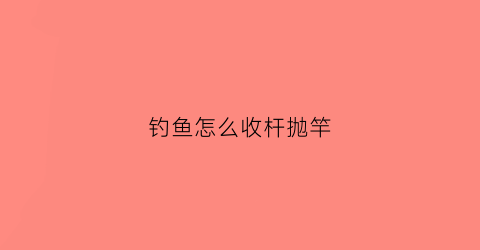 钓鱼怎么收杆抛竿(抛竿钓到鱼怎么收)