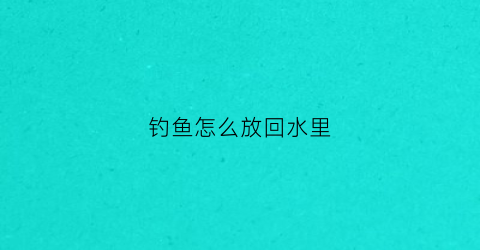 钓鱼怎么放回水里(钓的鱼放回水里会死吗)
