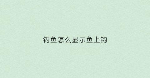 钓鱼怎么显示鱼上钩(怎样看鱼上钩了)