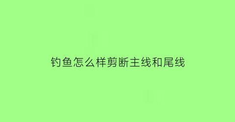 钓鱼怎么样剪断主线和尾线(鱼线怎么剪短)