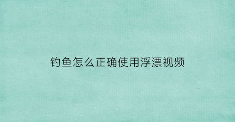 “钓鱼怎么正确使用浮漂视频(钓鱼浮漂的正确方法)