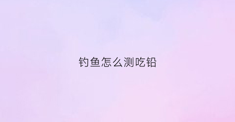 钓鱼怎么测吃铅(钓鱼怎么确定铅的重量)