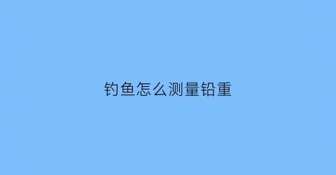 钓鱼怎么测量铅重(钓鱼怎么看铅重了还是轻了)