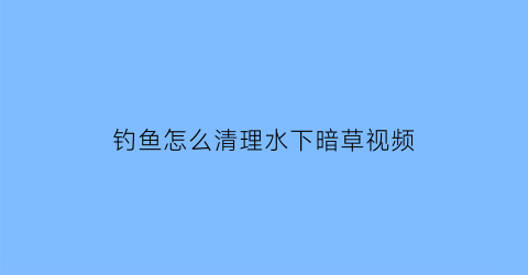 钓鱼怎么清理水下暗草视频(水底暗草怎么除)